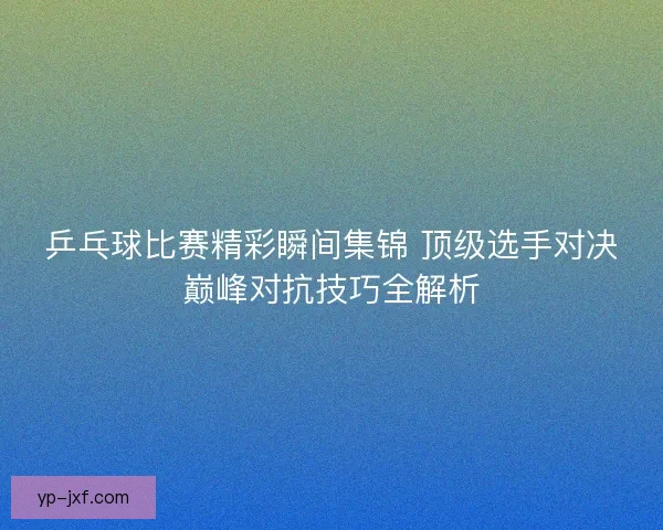 乒乓球比赛精彩瞬间集锦 顶级选手对决巅峰对抗技巧全解析